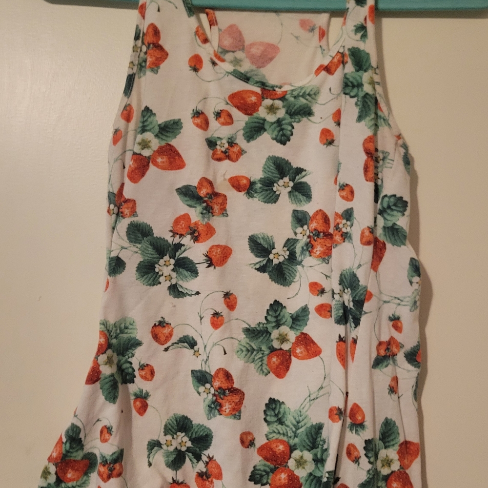 Strawberry Print Sleeveless Tank Top